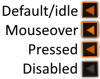 Image containing the following button states from top to bottom: default, mouseover, pressed, disabled