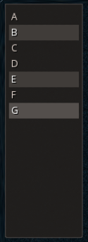 A multiple selection list with entries B and E selected, and the cursor over the G entry