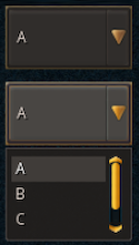 Two dropdown lists, with the second one active and displaying its contents