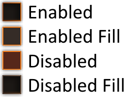 Image containing the following slider track states from top to bottom: default/enabled, default/enabled + filled region, disabled, disabled + filled region